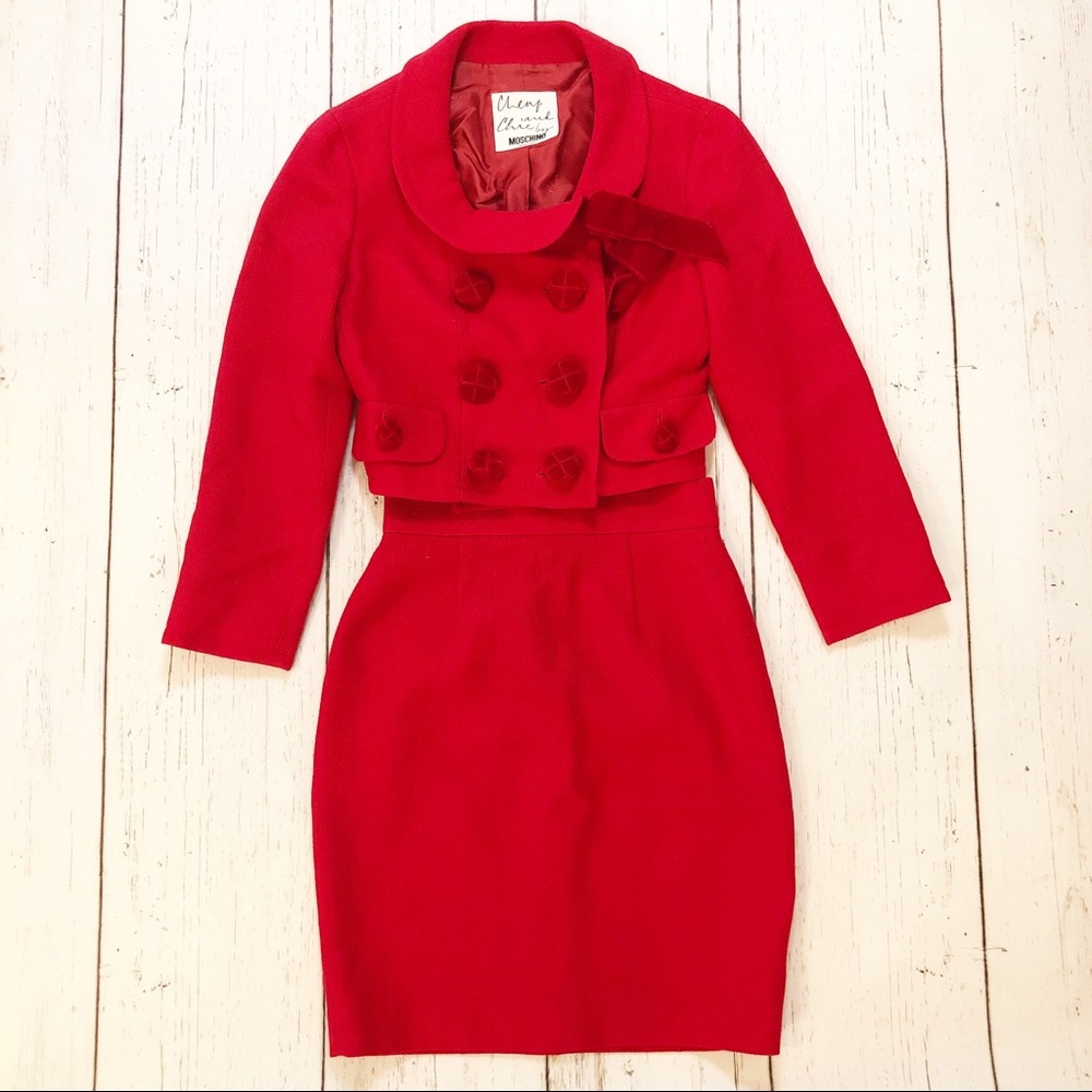 Moschino Cheap and Chic red suit set skirt jacket